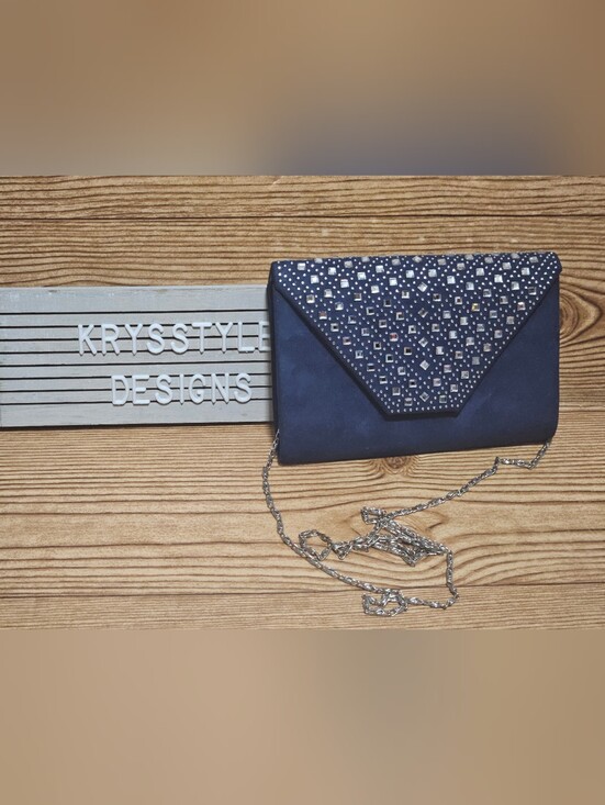 Source Unknown Handbags - Navy Blue Clutch With Rhinestones